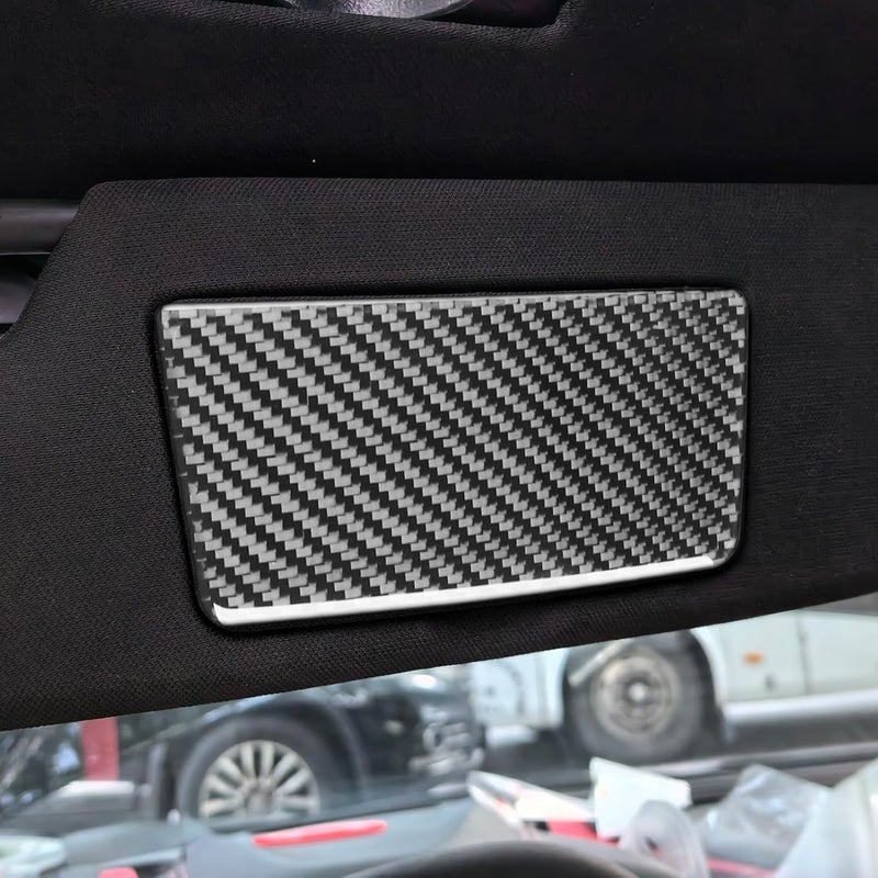 Edinstry Soft 3D Real Carbon Fiber Car Mirror Panel Trim Sticker Set, Sun Visor Vanity Mirror Decals for Corvette C8 2020-2024, 2PCS Roof Cosmetic Sticker Trim Accessories - Image 5